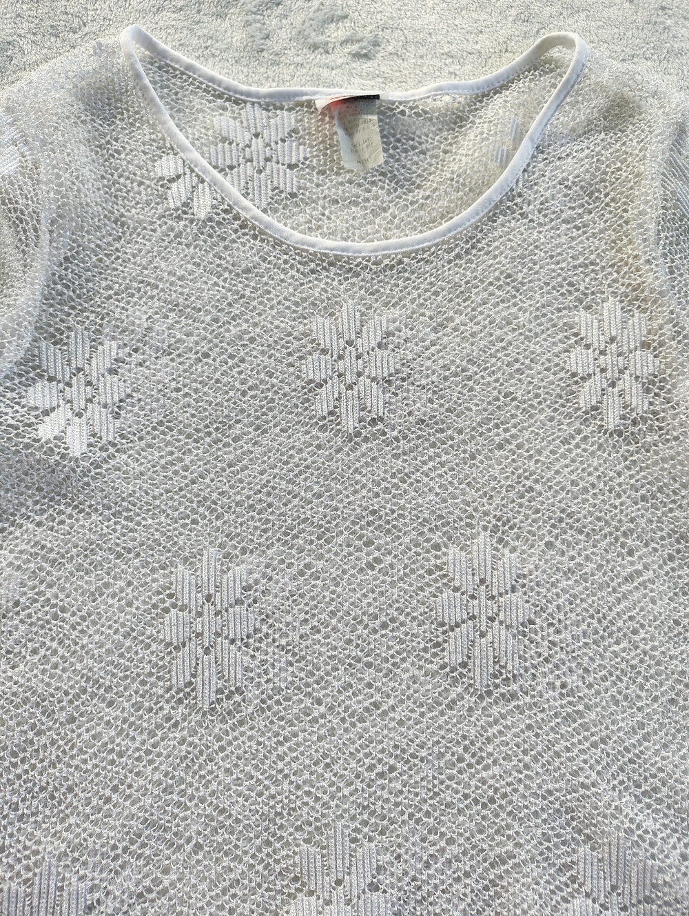 Wild Cat Sheer Crochet Knit Long Sleeve Top - White - Picture 6 of 8